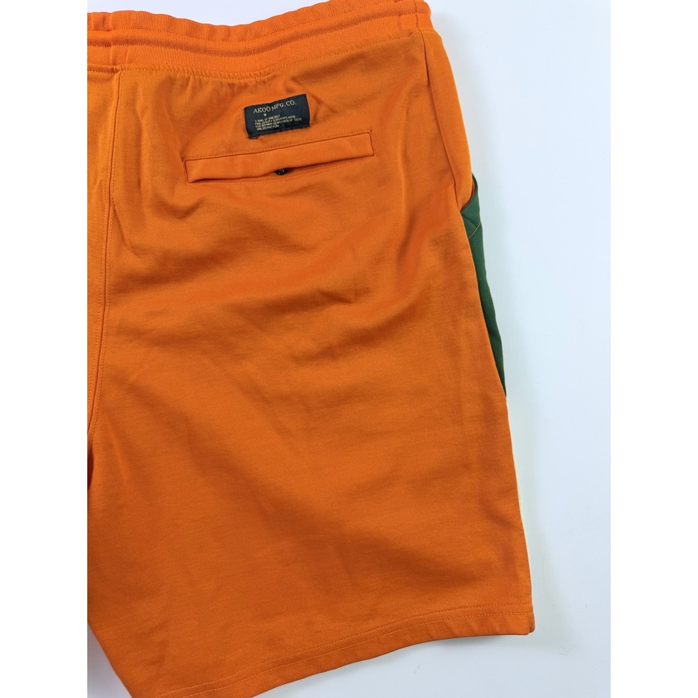 AKOO Mens Sweat Shorts Preppy Summer Patchwork Orange Green Blue XL Fox Top Hat - Picture 5 of 6